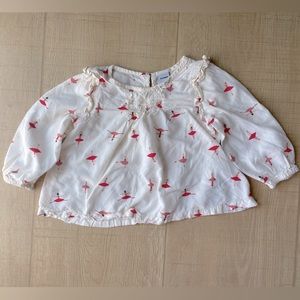 Old Navy white shirt with pink ballerinas 12-18 month
